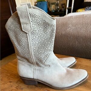 Cream Suede Boots
